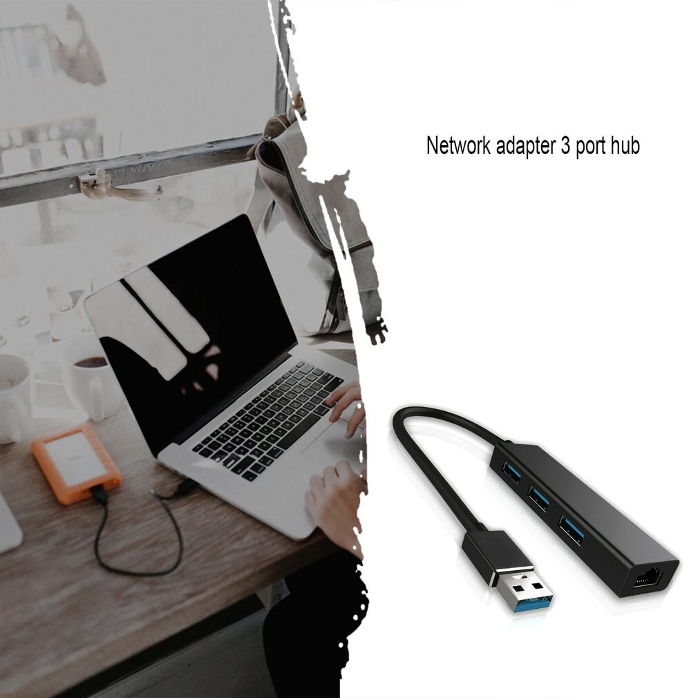 Usb 3.0 Hub Gigabit Ethernet Lan Rj45 1000Mbps Network Adapter Hub 3 Port Hub For Mac Pc Universal Usb3.0 Hub