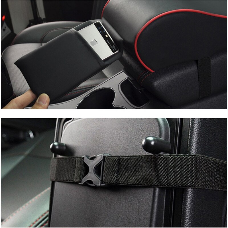Leather Car Central Armrest Pad Black Auto Center Console Arm Rest Seat Box Mat Cushion Pillow Cover Vehicle Protective Styling