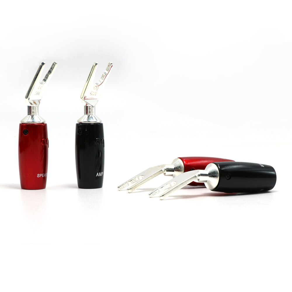 4Pcs/Lot 500 Series Silver Multi Y Spades for audio speaker cable, Speaker cable connector plug,HIFI