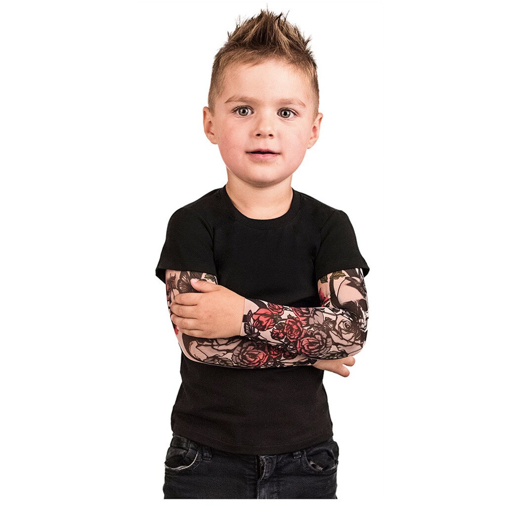 Boys Shirts Toddler Baby Kids Boys Shirt With Mesh Tattoo Printed Sleeve Floral Tee Tops kids blouse clothes haine copii