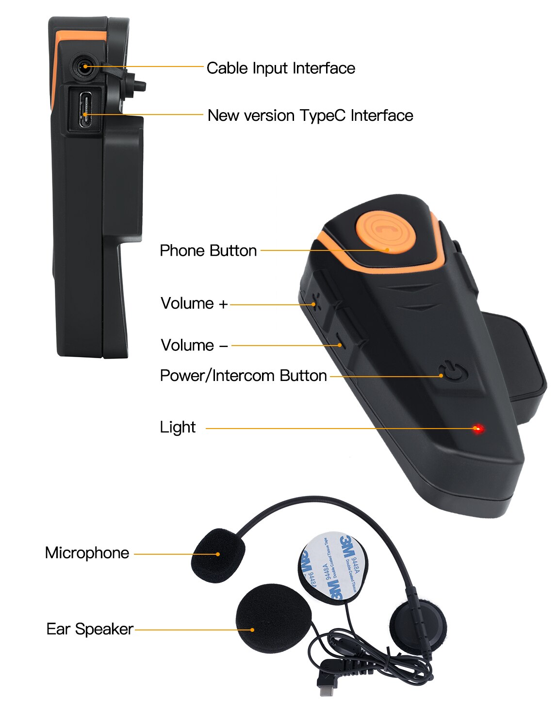 Motorcycle Bluetooth helmet Intercom BT-S2 1000M Wireless Communication intercomunicador Moto Interphone Headset