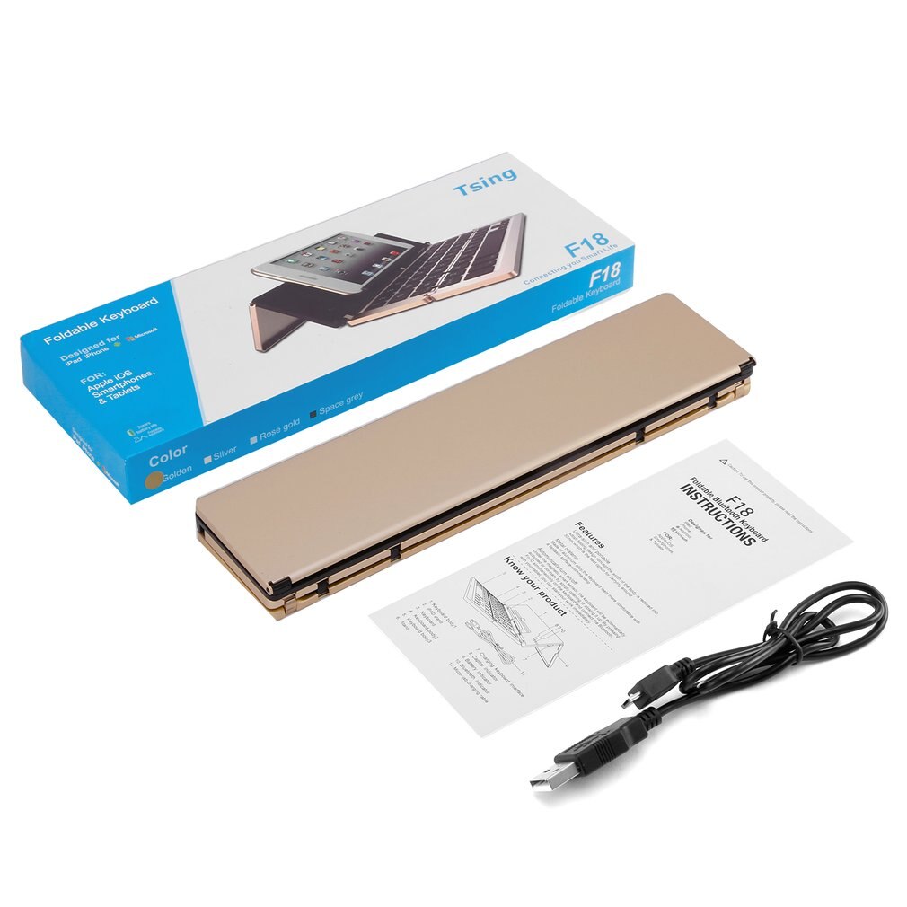 F18 Portable Metal Moonlight Box Keyboard Multi-Device Keyboard For Computers For Android For iOS Tablets: gold IL