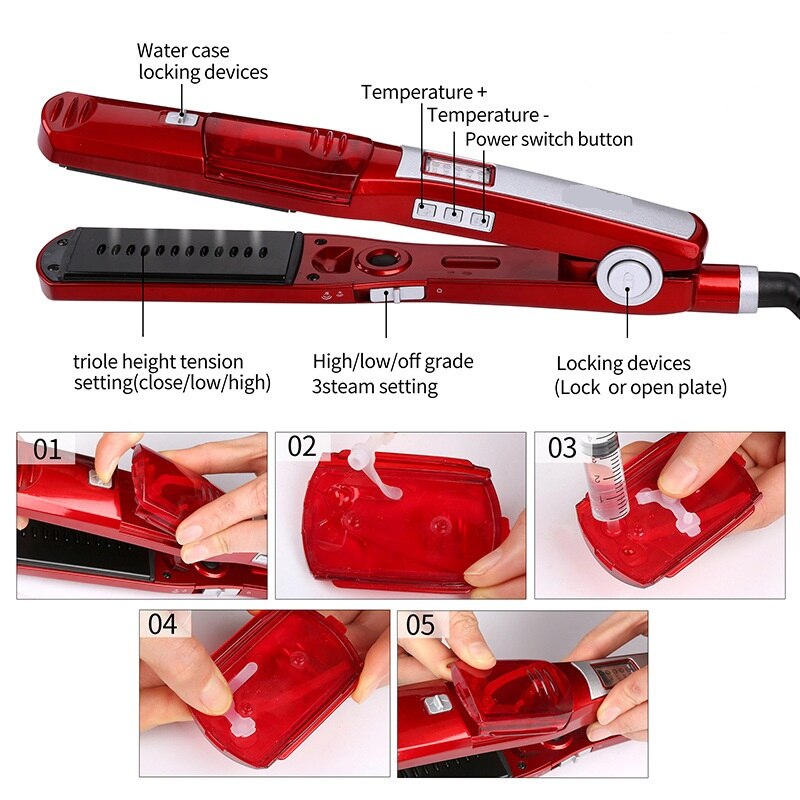 Fer à lisser vapeur KeMei peigne à vapeur fers à lisser automatique cheveux raides brosse vapeur fer plat
