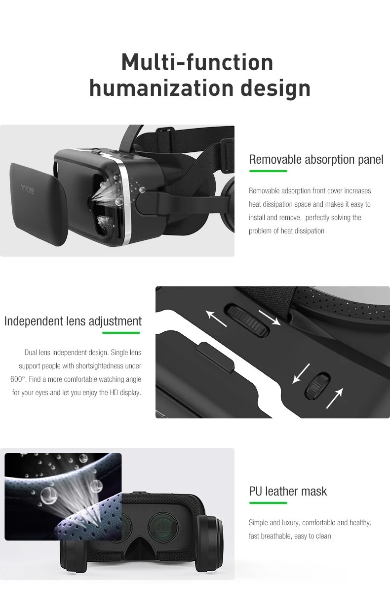 VR Shinecon-Gafas de realidad Virtual 3D para casco de teléfono inteligente, gafas VR, auriculares, prismáticos para videojuegos