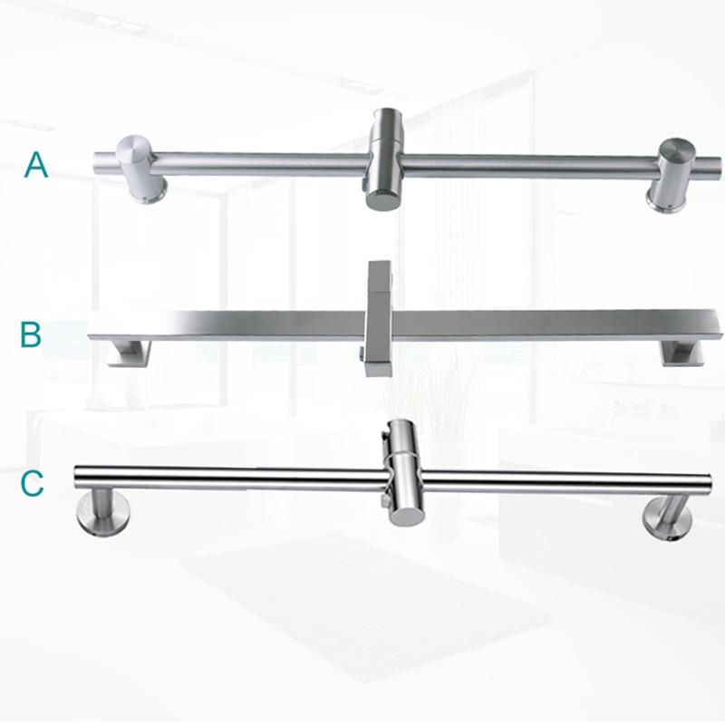 Shower Column Sliding Bar Set Matt Stainless Steel Movable Adjustable Wall Mounted with Bracket Holder Shower Bar