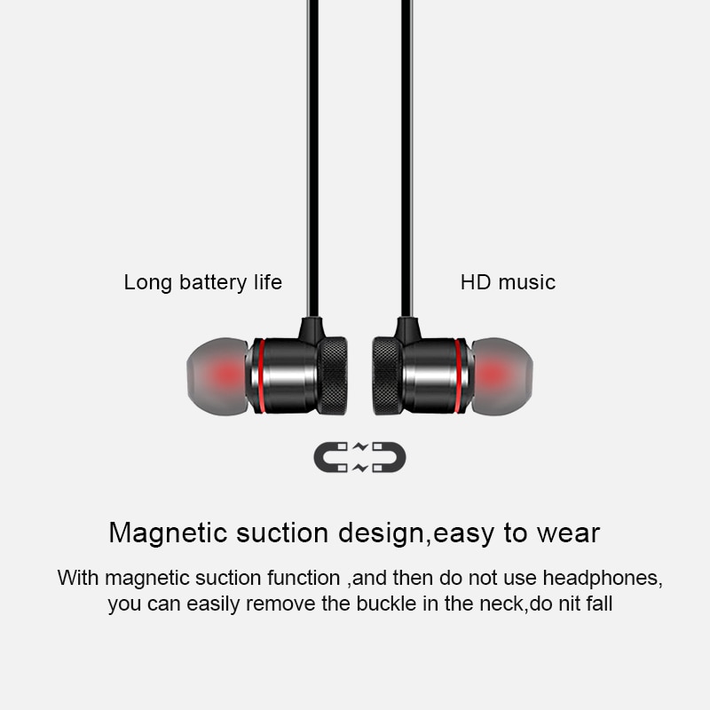 Magnetic Wireless Earphones Bluetooth Earbuds Handsfree Headphones Noise Cancelling Sweat Proof Stereo Headset With Mic