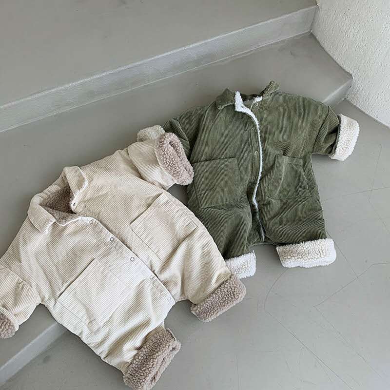 Winter Boys and Girls Regular Korean Style Cotton Kids Romper Single-Breasted Pockets to Keep Warm Fashionable