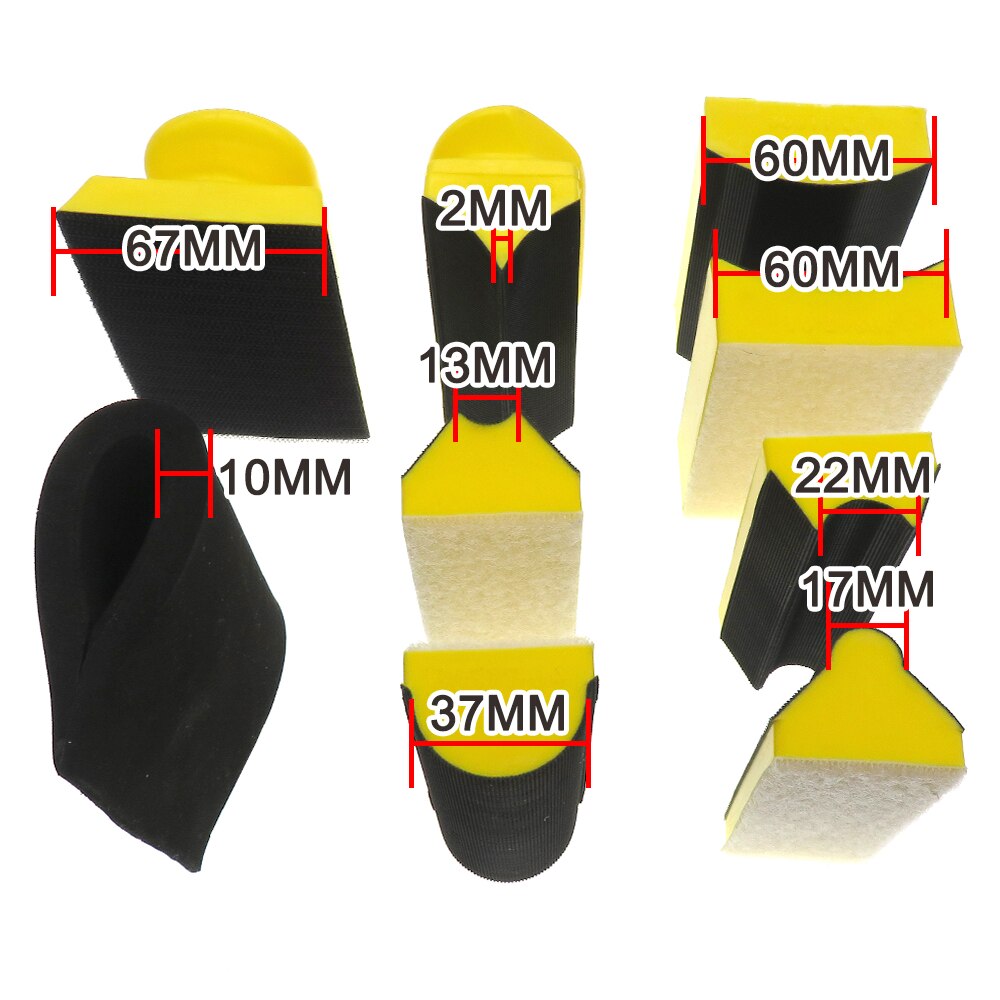 9Pcs Hand Schuurblok Set Klittenband Diverse Vormige Schuren Disc Houder Slijpen Spons Slijptol