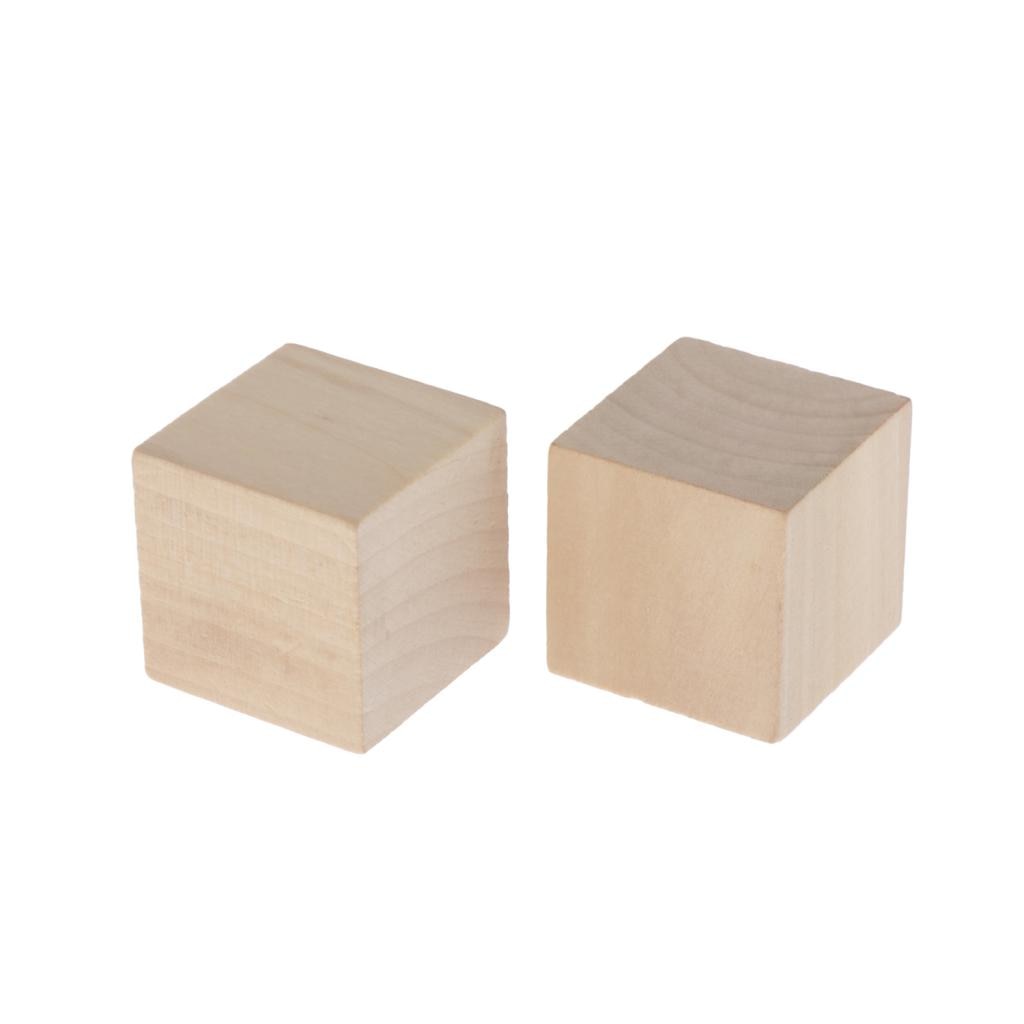 10Pcs Unfinished Craft Wood Cubes Wooden Square Cubes Squares Dice 40mm
