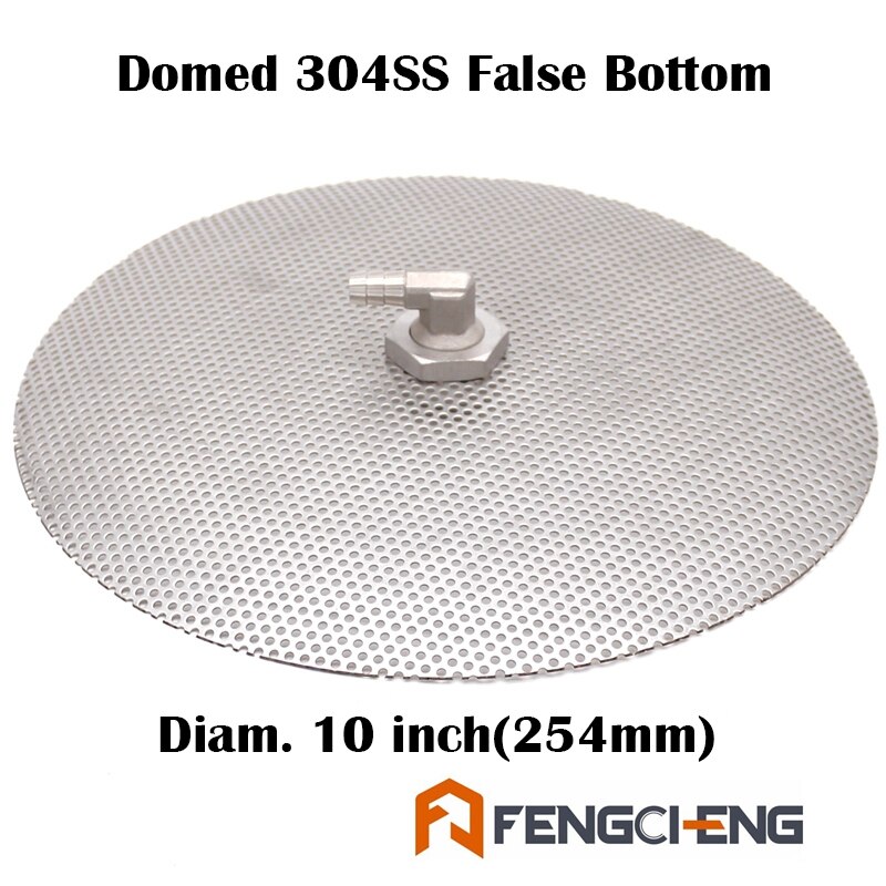 10 " 254mm rostfritt stål kupol falsk botten 1/2 " barb homebrew mash tun svalare öl brygger alla spannmålsbryggningsdelar, hopback,