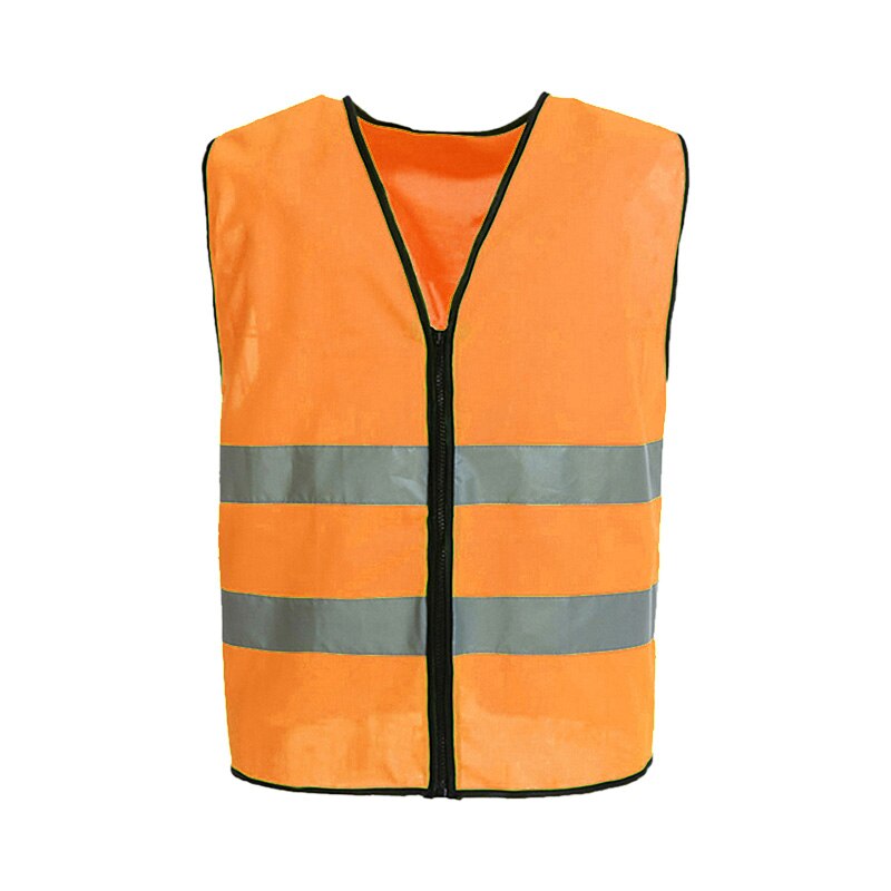 Tofarget gulblå refleksvest med glidelås og lommer hi vis sikkerhetsarbeidsvest for menn og kvinner: Oransje-ingen lomme / Xl