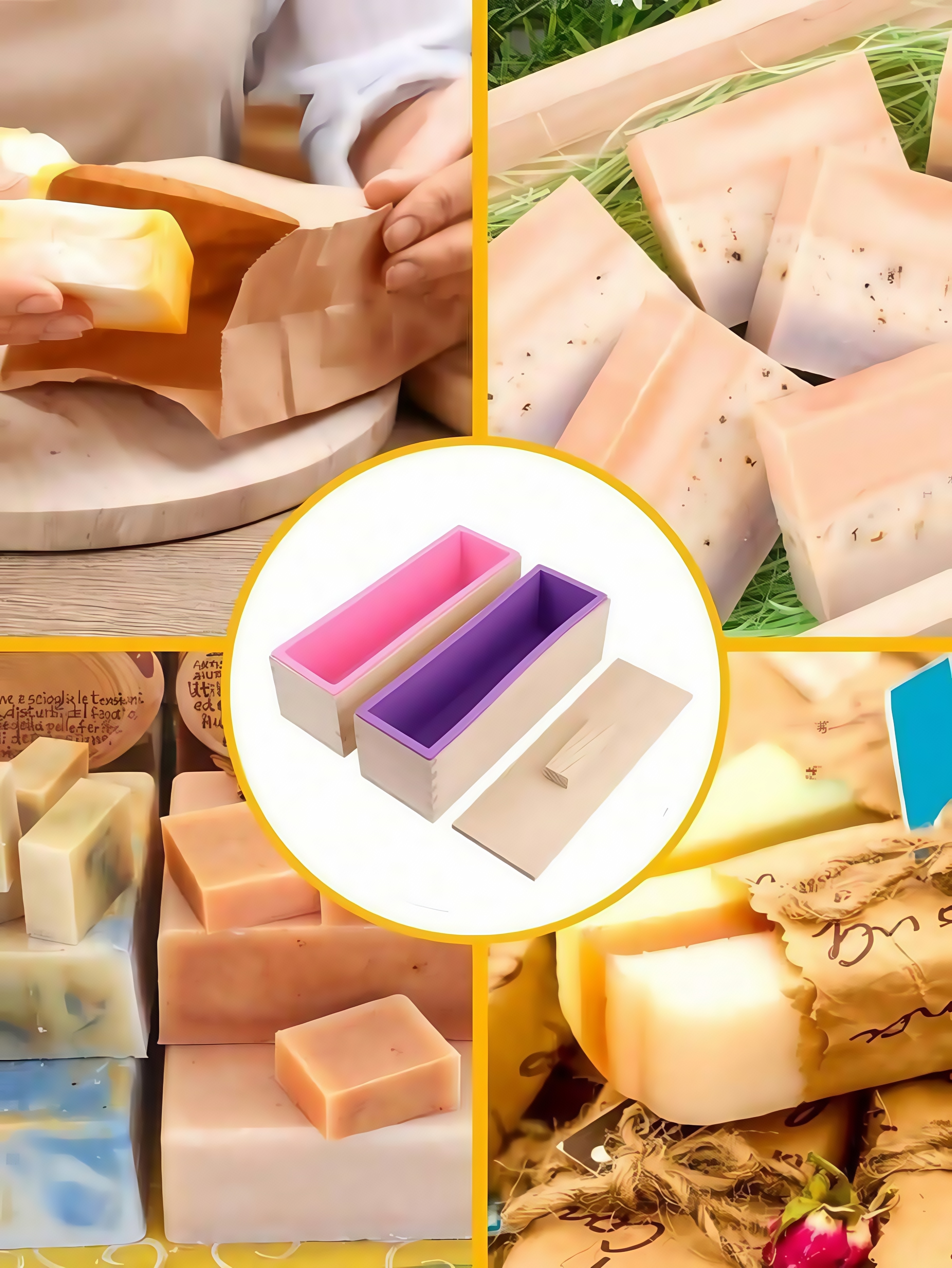 1.2L Silicone Soap Mold Flexible Rectangular Loaf Mold Wood Box Soaps Making DIY Tool for Soap Cake Making 42oz