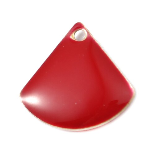 Doreenbeads moda cobre esmaltado lantejoulas pingente fan-em forma de bronze cor preto vermelho branco jóias diy 13mm x 12mm, 10 peças: 3