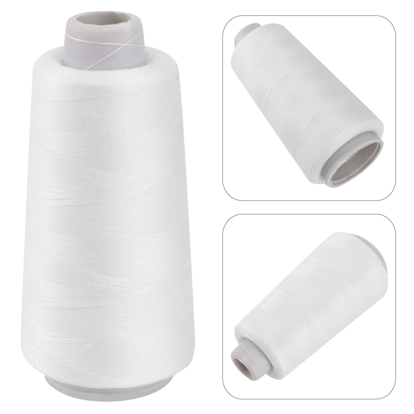 Bleached 3000 Yards Polyester Sewing Thread for Sewing Machine (White): Default Title