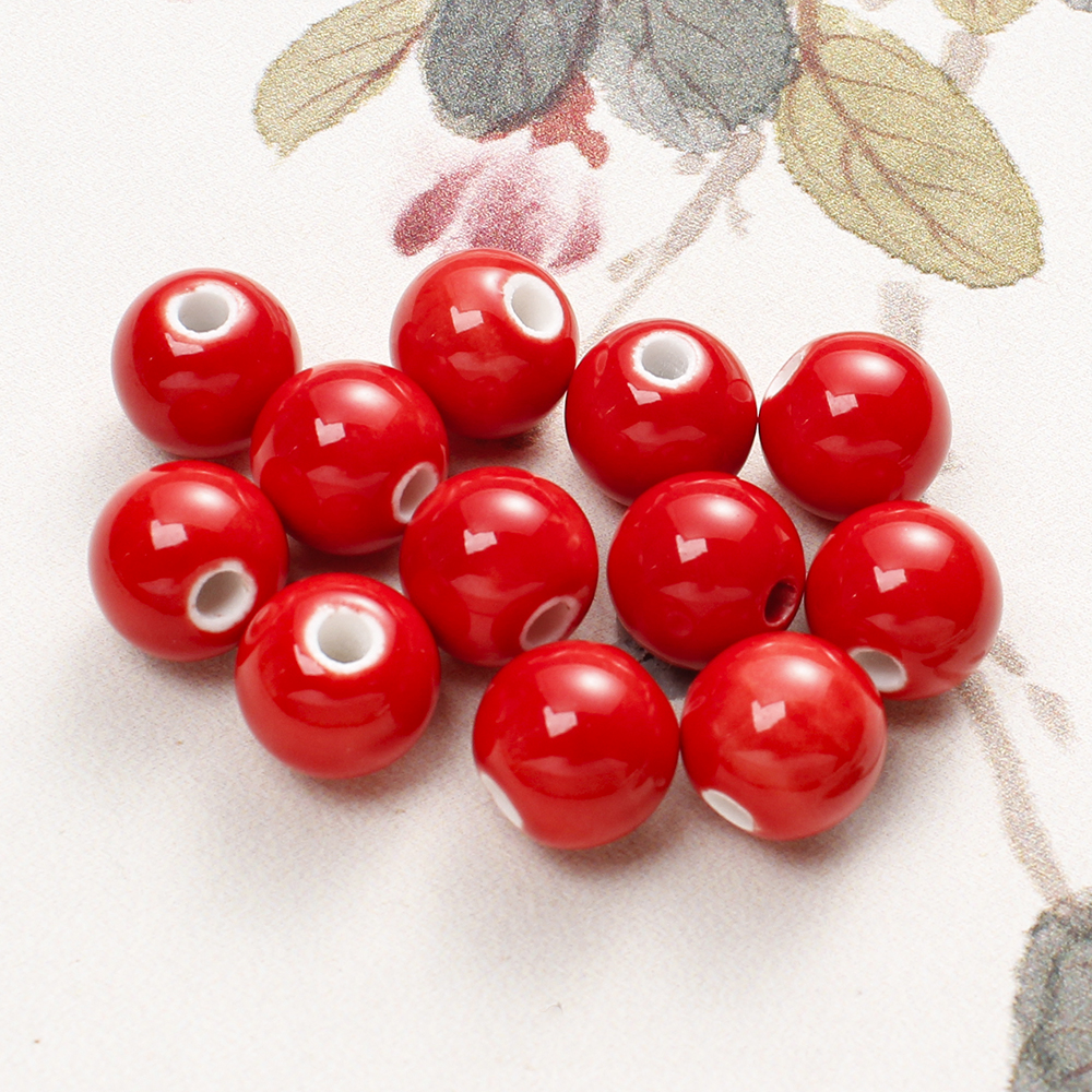 6/8/10/14mm Round Ceramic Beads 20-100Pcs Red Black Ceramic Loose Spacer Beads For DIY Necklace Bracelet Earrings Jewelry Making: black / 5mm