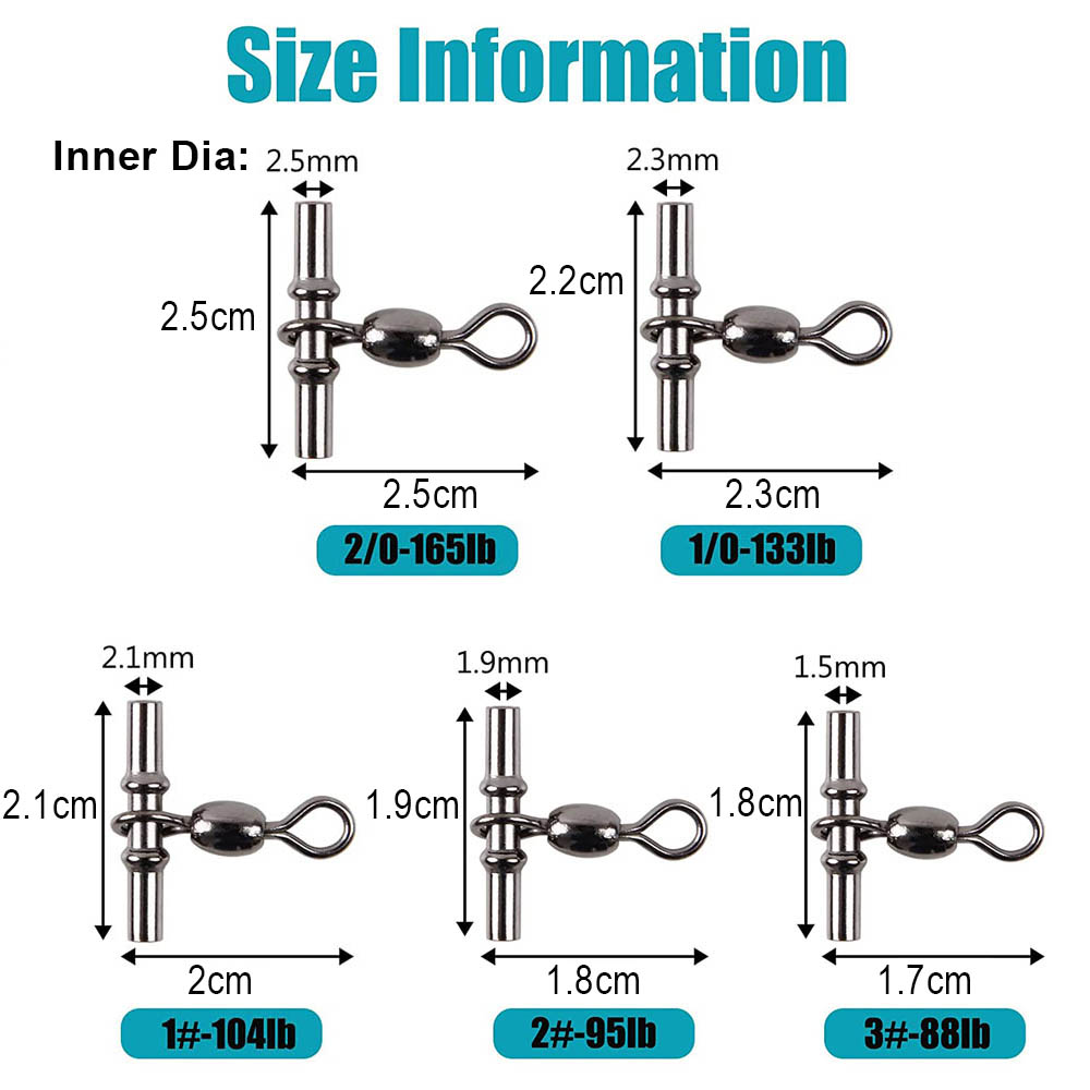 70Pcs 3 Way Cross Line Barrel Fishing Swivels Deep rig Crimp sleeves Crane Swivel Brass Fishing connectors Tackle