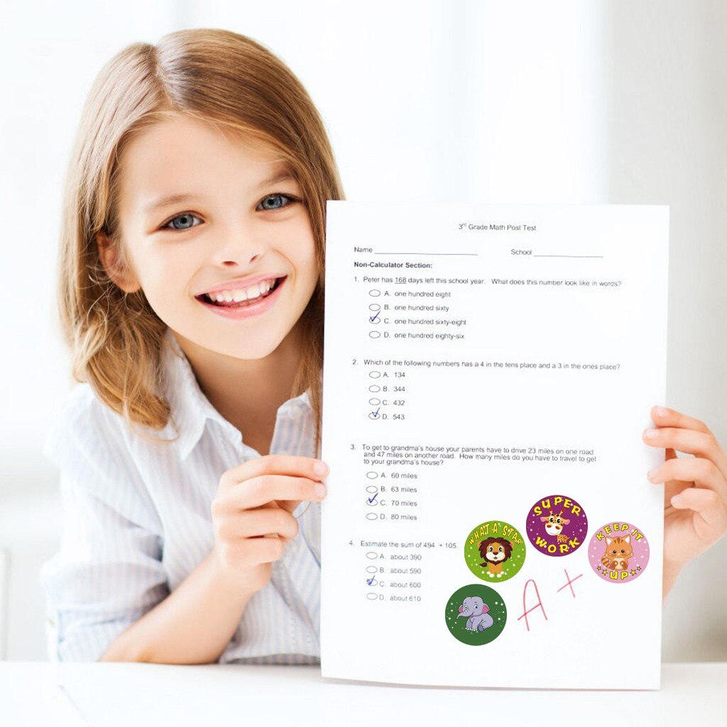 1000pcs School Stickers 1 Inch Teacher Supplies for Classroom Potty Training Motivational Stickers Stationery School Supply