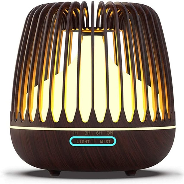 500Ml Ultrasone Aromatherapie Luchtbevochtiger Led Essentiële Olie Diffuser Luchtreiniger Thuis Mist Maker Geurverspreider Led Licht: Dark wood-EU Plug