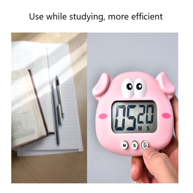 Cartoon Piggy Electronic Timer Ball Valve Automatic Electronic Timer Kitchen Baking Alarm Clock Student Learning Reminder