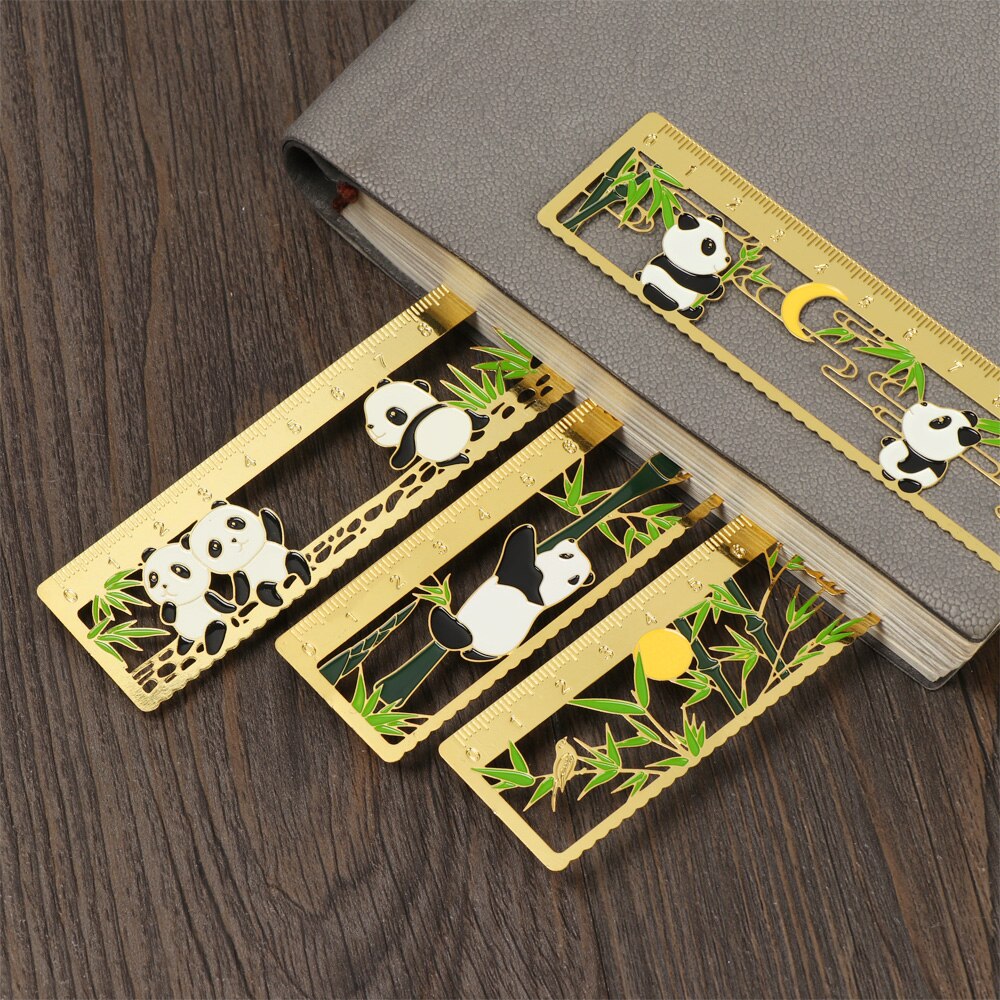 Panda Chinese Style Metal Bookmark Hollow Rulers Scale Book Holder Stationery Drawing Markers Supplies Student