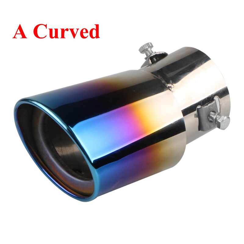 63Mm Auto Omgebouwd Uitlaat Tail Tip Pipe Enkele Outlet Keel Auto Universele Rvs Ronde Pijp Uitlaat Demper: A Curved