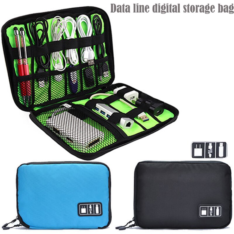 Bolsa organizadora de cables USB para almacenamiento de accesorios electrónicos, estuche de viaje para unidad