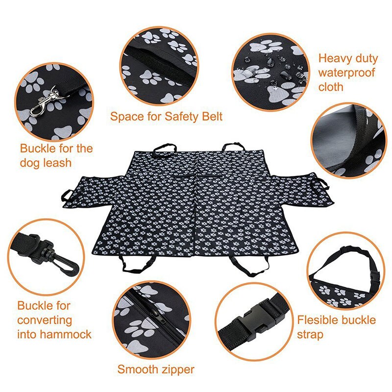 Perro de asiento de coche impermeable trasera Pet Protector para asiento de coche para perros de hamaca Protector con cinturón de seguridad Transportin Perro