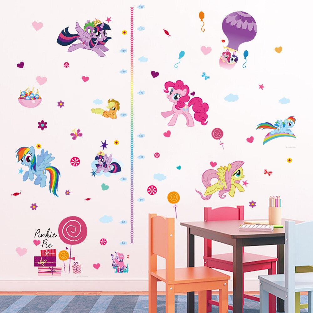 Cartoon Children height measure growth chart wall sticker for kids room nursery girl bedroom art