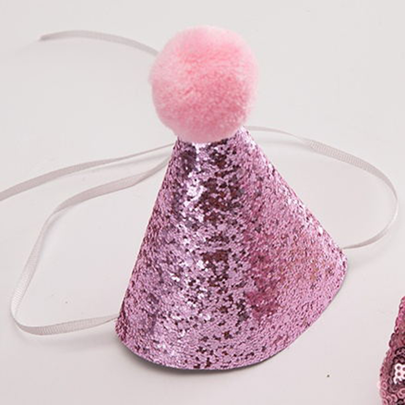 Jul husdjur hund katt fluga och keps söt röd fluga slips krage justerbar pom-poms topper för hund fest hund keps husdjur tillbehör: Hatt rosa