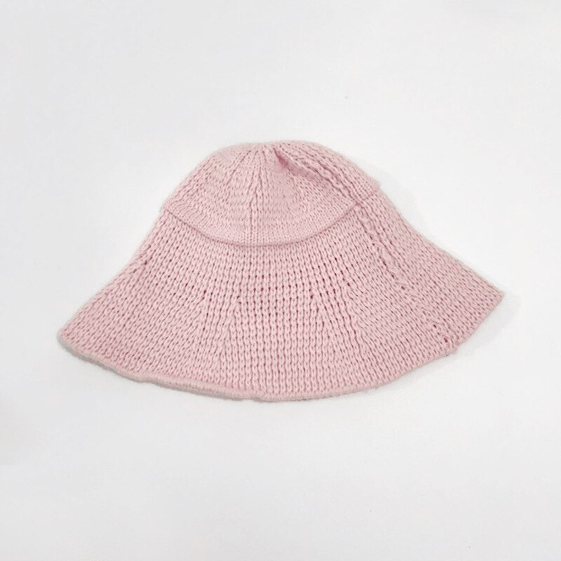 Baby Breien Kinderkleding Winter Populaire Kinderen Hoed Eenvoudige Concave Vorm Wollen Bassin Hoed Gebreide Cap: Pink