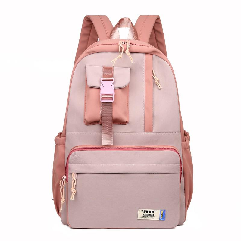 Koreaanse Stijl Nylon Vrouwen Rugzak Harajuku Leisure Student School Tassen Grote Capaciteit Waterdichte Reizen Rugzakken: Red and pink