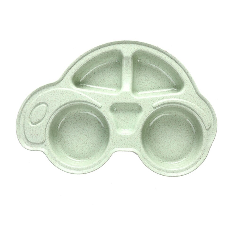 Cartoon Car Baby Bamboo Plate Baby Feeding Dinnerware Wheat Straw Tableware for Baby Kids Dishes Children Plates: green