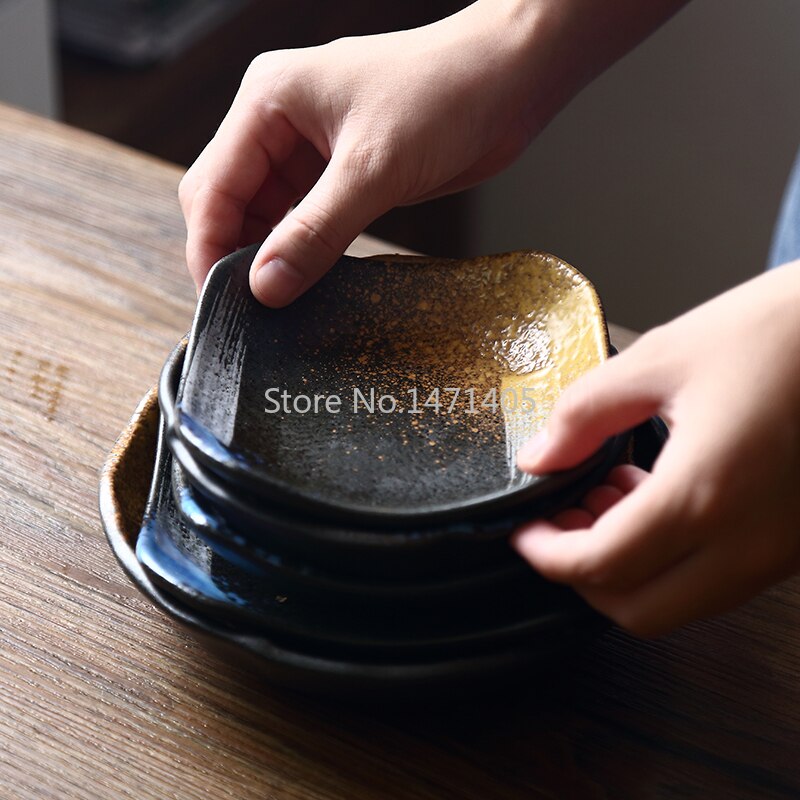Japanese Tableware Ceramic Snack Plate Appetizer Plate Cold Dish Plate Restaurant Household Small Plate Dish