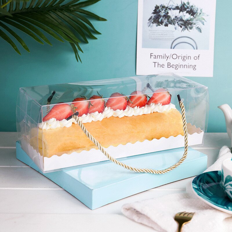 5 st transparent kakrulle förpackningslåda bärbar låda bakverk bakning förpackning fest födelsedag förpackning låda