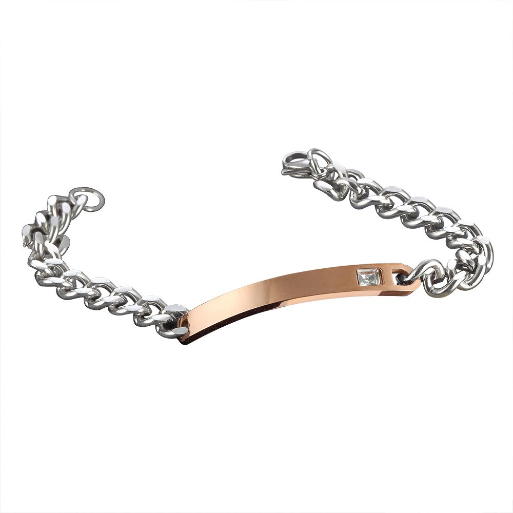 Rvs Braid Lederen Armbanden Leeg Voor Graveren Lederen Armband Met Metalen Plaat Hoge Gepolijst 10Pcs: rose gold