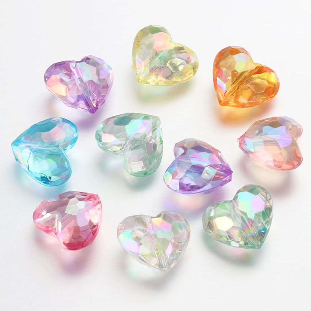 20szt Akrylowe koraliki Love Heart Shiny Mix AB Color Duże kryształowe luźne koraliki dystansowe do naszyjnika Bransoletka Wisiorek Biżuteria: SZARY