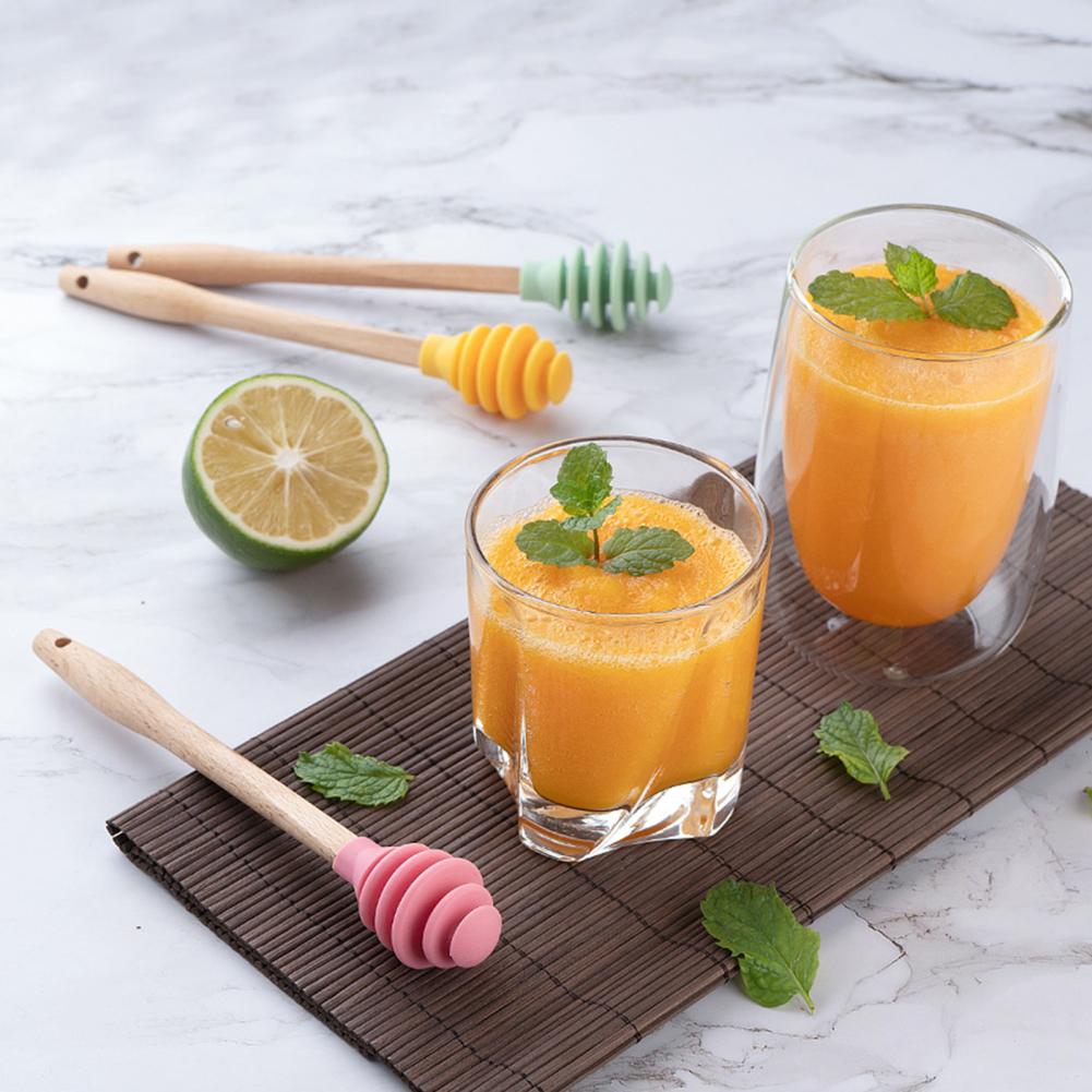 Silicone Honey Sugar Mixing Stick Long Handle Durable Honey Dipper for Kitchen Drink Stirrer Tea Supplies Bar Serving Tools