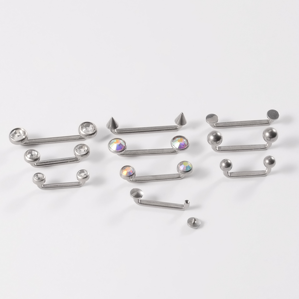 1PC G23 Titanium Surface Piercings Double Ball Staple Dermal Anchor14G Internal Threaded Cone Micro Dermal Anchors Bar Jewelry