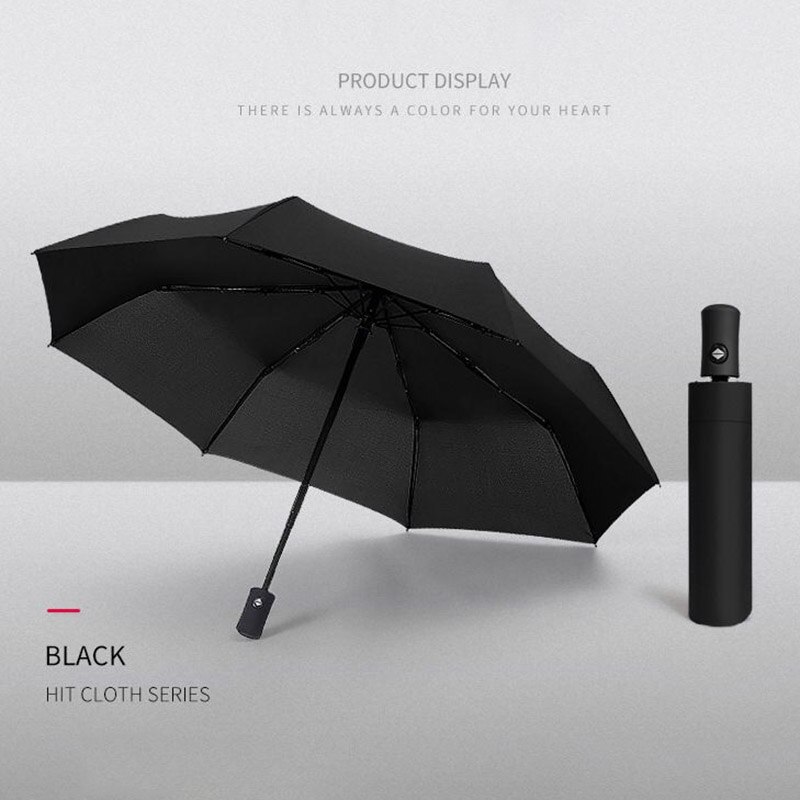 Paraguas de negocios para hombre y mujer, equipo de lluvia totalmente automático, a prueba de viento y lluvia, grande, color negro, para día lluvioso y lluvioso