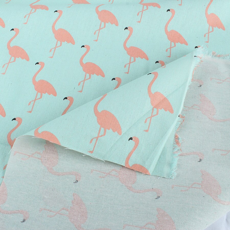 Flamingo Cotton Linen Fabric Patchwork DIY Craft Handwork Home Decor by the Yard