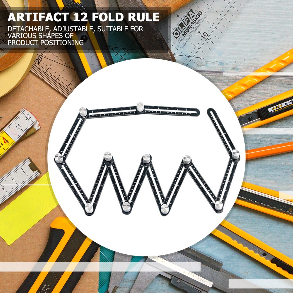 12 Fold Aluminium Alloy Angle Finder Measuring Ruler Perforated Mold template tool locator drill guide tile hole