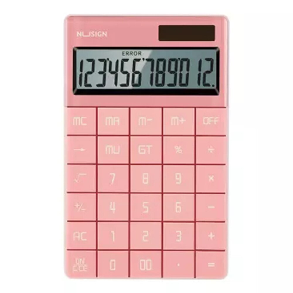 NUSIGN Calculator Widescreen Dual Power Supply School Student Teaching Stationery Calculating Tool Office For Office Home: Pink