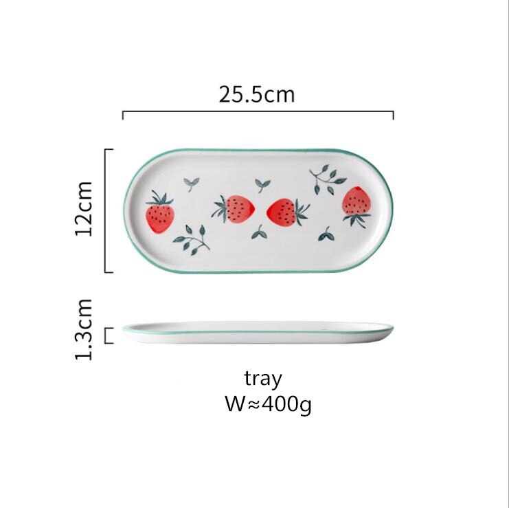 Leuke Aardbei Keuken Keramische Plaat Servies Set Voedsel Gerechten Rijst Steak Salade Noedels Kom Soep Cook Tool 1Pc: tray