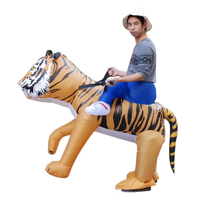 Oppblåsbare montere tiger løve kostyme fancy kjole cosplay halloween tema fest leketøy voksne forestilling rekvisitt