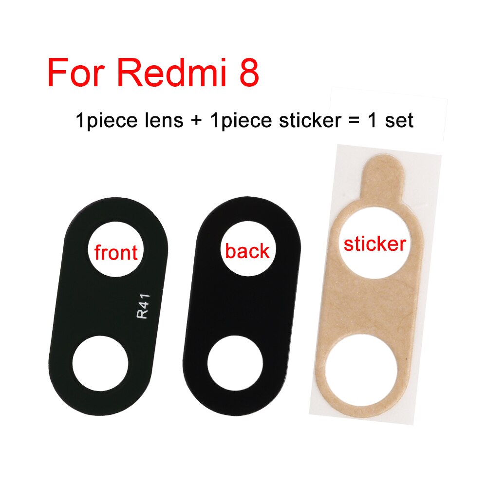 1set Für Xiaomi Redmi 8 8A hinweis 8 por hinweis 8T Zurück Kamera Glas Objektiv + Aufkleber Ersatz teile: For Redmi 8