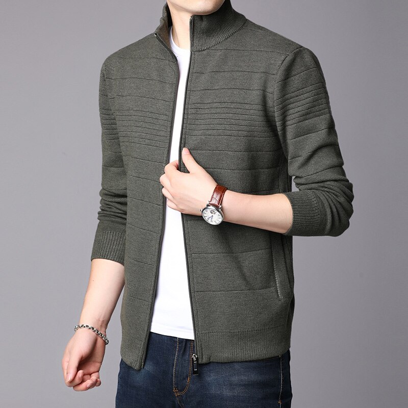 Windbreaker jakker herre mandarin krave cardigan street style trend overfrakke slim fit casual frakke herre tøj: Grøn / L