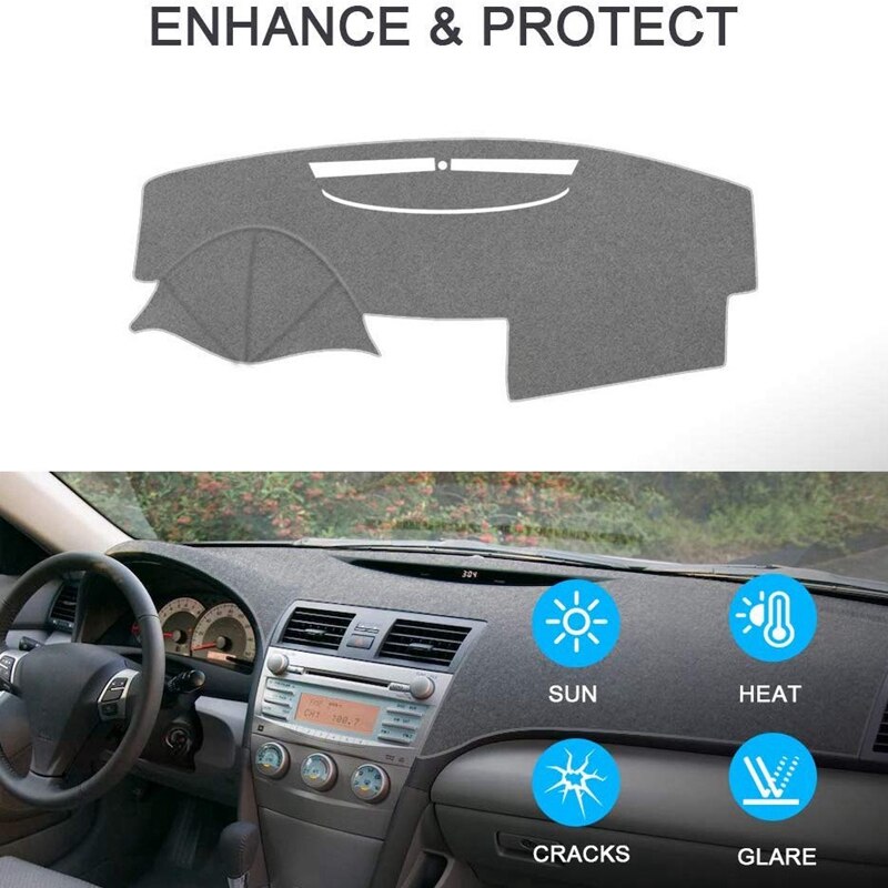Gray Dashboard Cover Carpet Dash Cover Mat,Custom Fit Dashboard Protector for Toyota Camry 2007