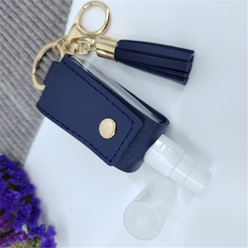 30ml Hand Sanitizer fallen Mini Desinfektionsmittel Hände Tragbare Hydroalcoholic Flasche sprühen Kopf Leder fallen Gesundheit Keychain Halfter: E sprühen Kopf