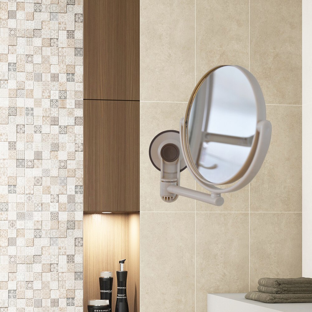 Adjustable Wall Hanging ABS 360 Degree Double Sided Home Easy Install Free Punch Waterproof Suction Cup Makeup Mirror Smooth