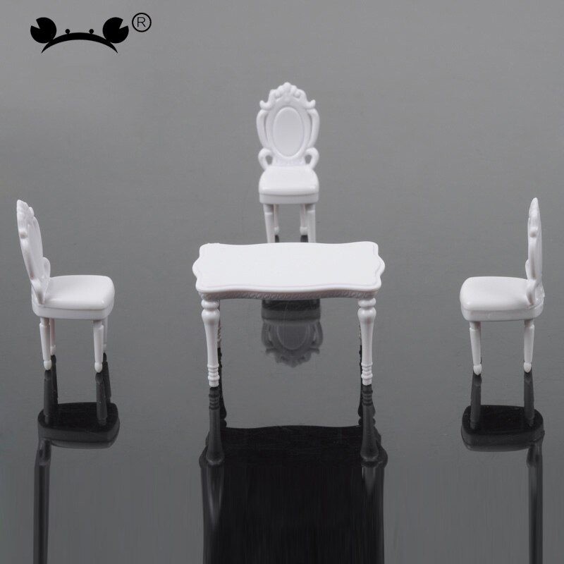 5 Sets of White Table &amp; Chair Set 1/25 1/50 1/75 1/100 Scale - DIY Building Model Materials